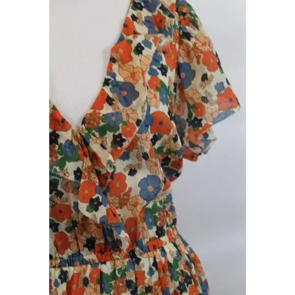 TROVATA Birds of Paradis Sz M Medium Marcella Dress Marina Floral Ruffle - Picture 6 of 8